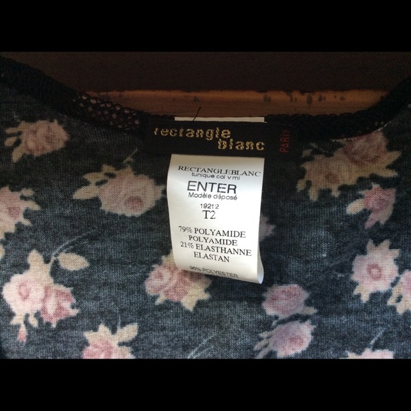 rectangle blanc Paris V neck net top SZ T2 Europe - Picture 6 of 8